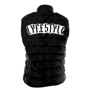 PADDED CHENILLE VARSITY GILET - BLACK