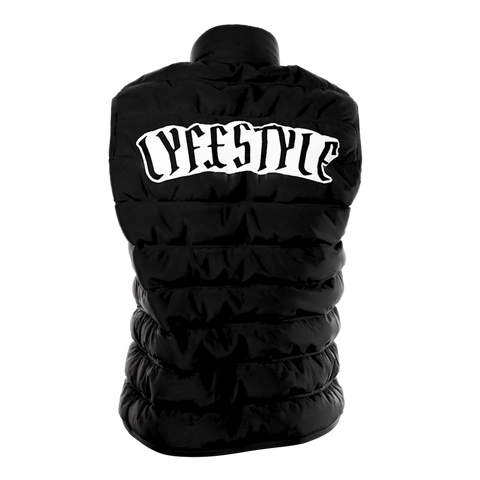 PADDED CHENILLE VARSITY GILET - BLACK