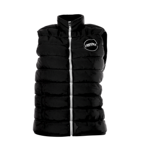 PADDED CHENILLE VARSITY GILET - BLACK