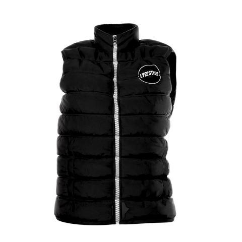 PADDED CHENILLE VARSITY GILET - BLACK