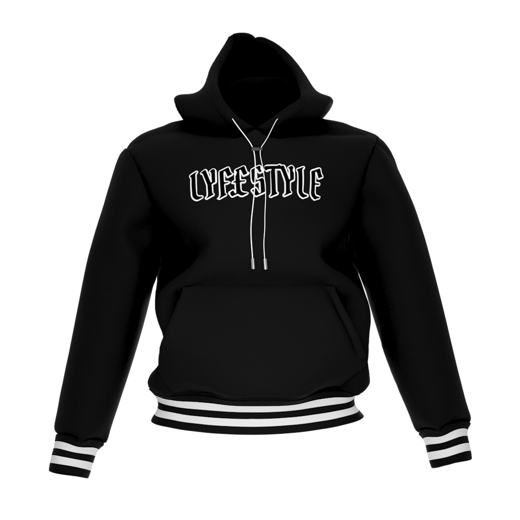 CHENILLE VARSITY HOODIE - BLACK