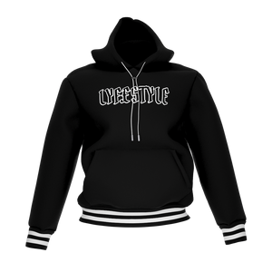 CHENILLE VARSITY HOODIE - BLACK