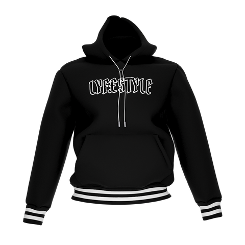 CHENILLE VARSITY HOODIE - BLACK