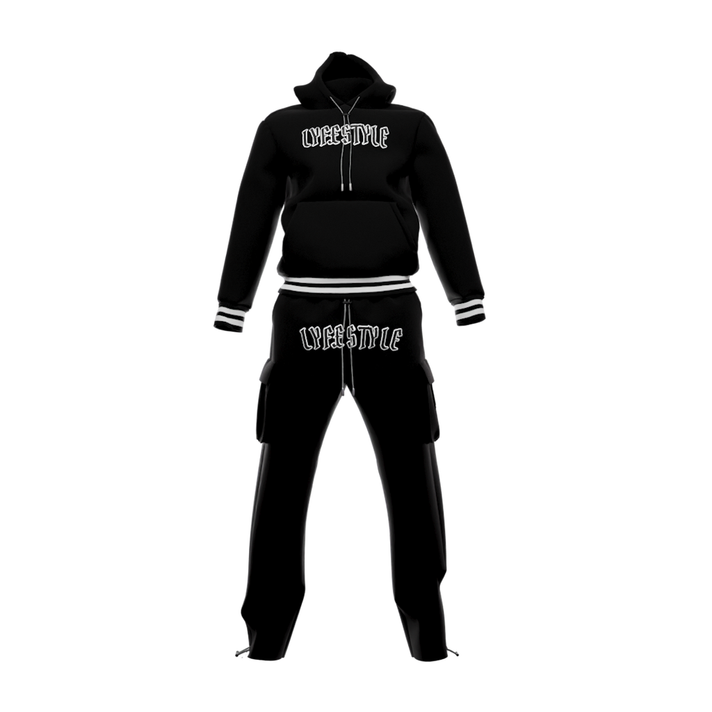 CHENILLE VARSITY TRACK SET - BLACK