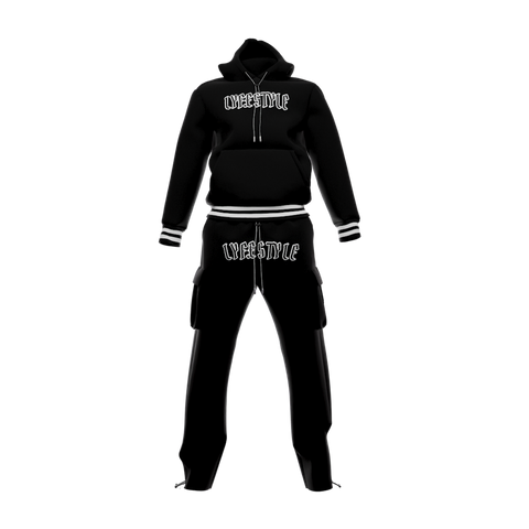 CHENILLE VARSITY TRACK SET - BLACK