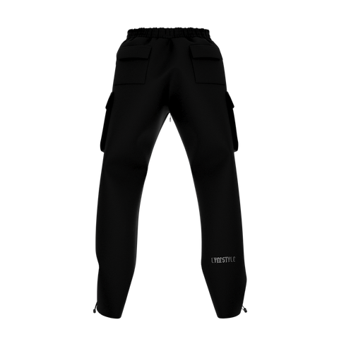 CHENILLE VARSITY CARGO PANTS - BLACK